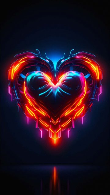 Neon Heart iPhone Wallpaper 4K