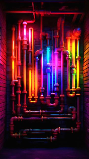 Neon Pipes iPhone Wallpaper 4K
