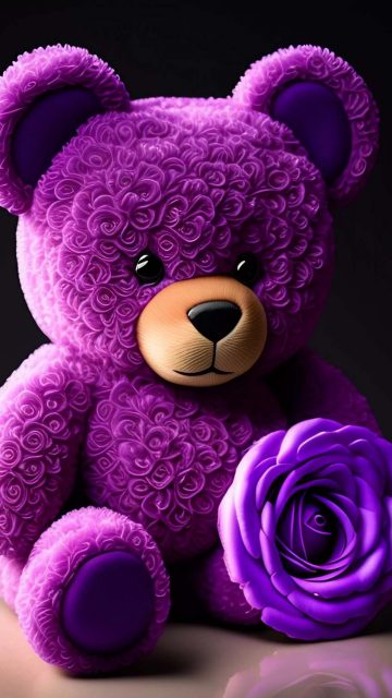 Purple Teddy Bear iPhone Wallpaper 4K