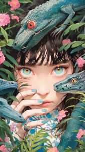 Reptile Girl iPhone Wallpaper 4K