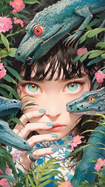 Reptile Girl iPhone Wallpaper 4K
