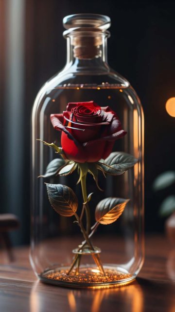 Rose in Glass Jar iPhone Wallpaper 4K