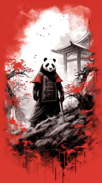 Samurai Panda iPhone Wallpaper 4K