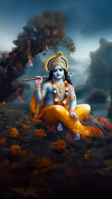 Shree Krishna iPhone Wallpaper 4K