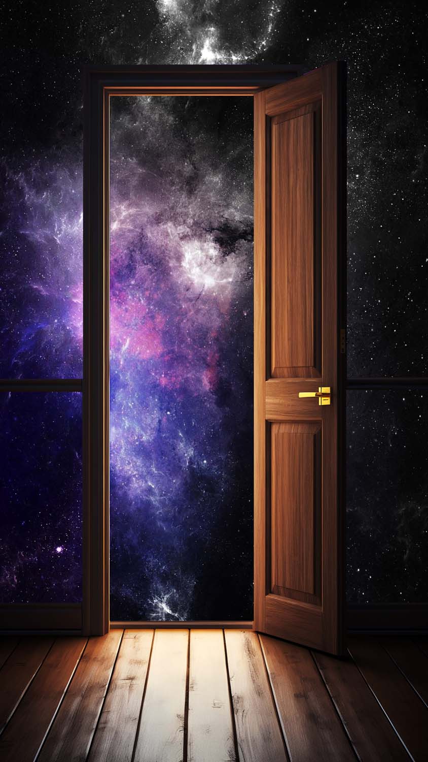 Космическая дверь. Дверь в космос. Дверь в белом пространстве. Двери space