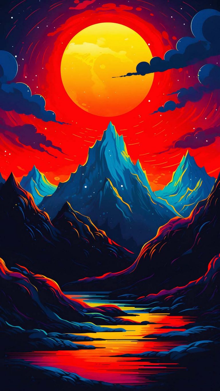 Sun Over Mountains Art iPhone Wallpaper 4K - iPhone Wallpapers