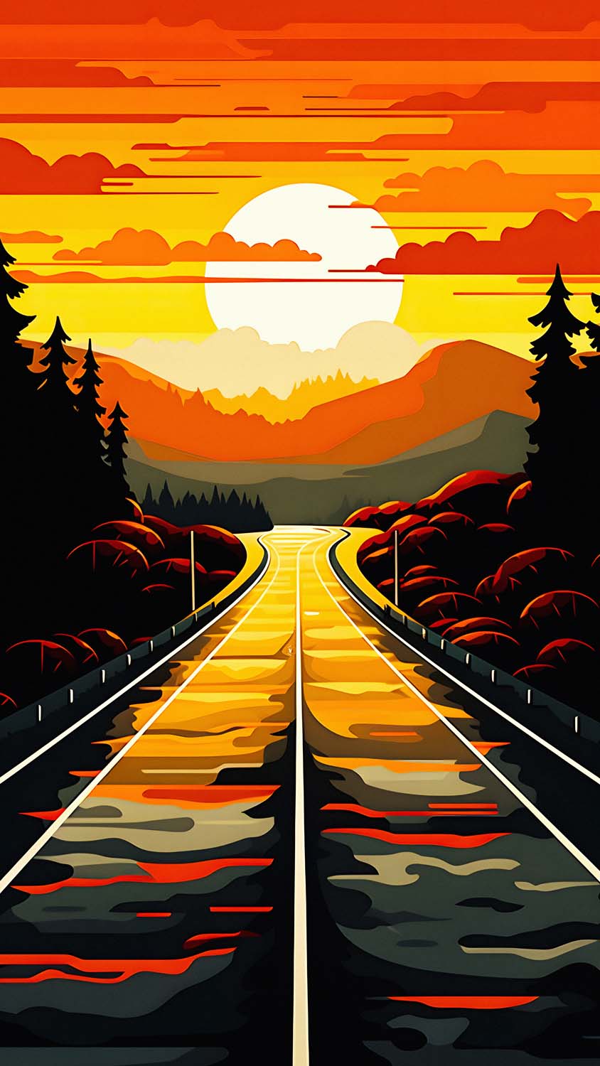 Sundown Road iPhone Wallpaper 4K