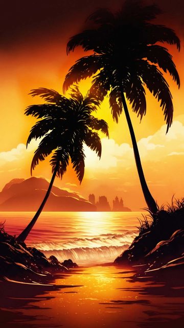 Sunset Palm Trees iPhone Wallpaper 4K
