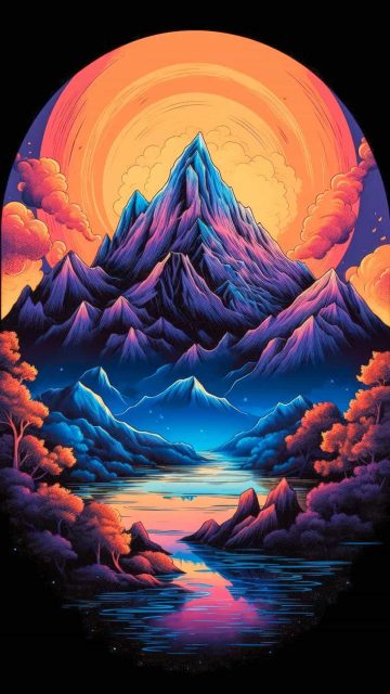 The Mountains Art iPhone Wallpaper 4K