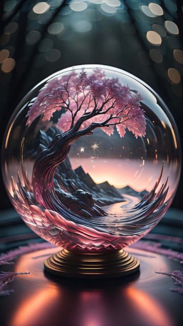Tree in a Glass Sphere iPhone Wallpaper 4K