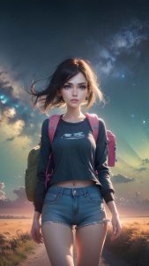 Anime Girl Solo Trek iPhone Wallpaper 4K