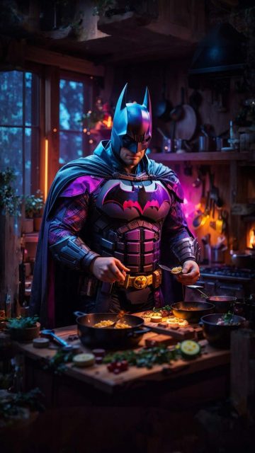 Batman Cooking iPhone Wallpaper 4K