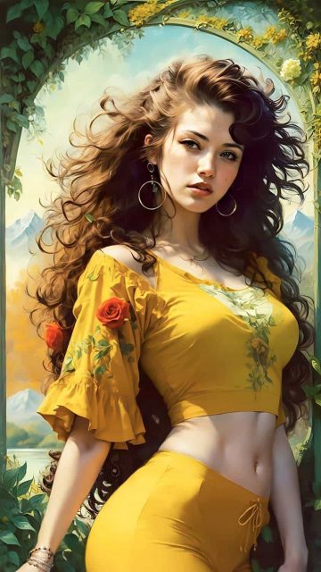 Beautiful Girl Yellow Outfit iPhone Wallpaper 4K
