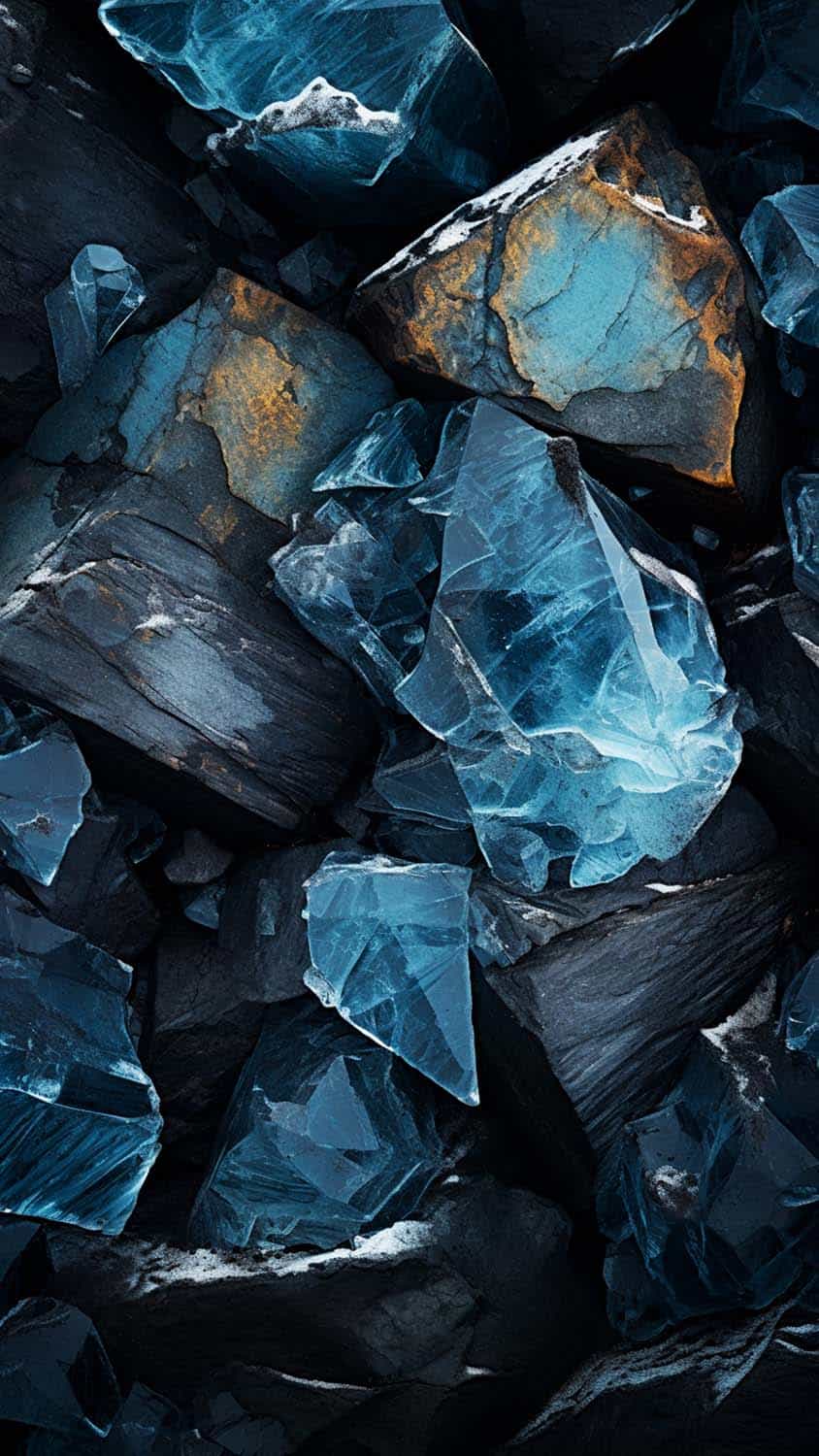 Blue Crystal Rocks iPhone Wallpaper 4K