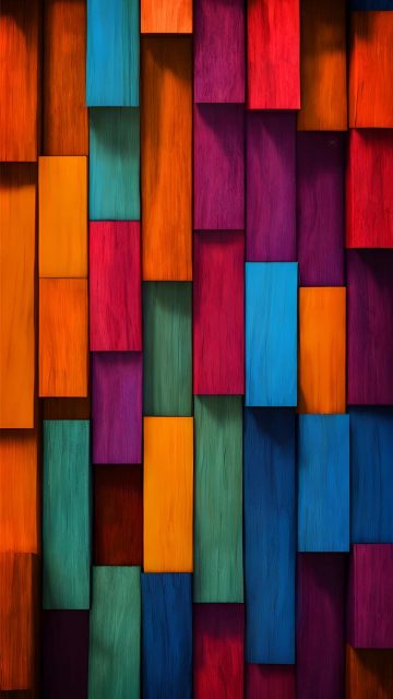 Colorful Wood Tiles iPhone Wallpaper 4K