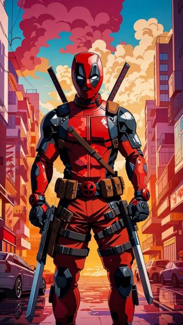 Deadpool Anime Art iPhone Wallpaper 4K