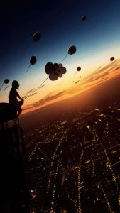 Fly with Balloons at Dusk iPhone Wallpaper 4K