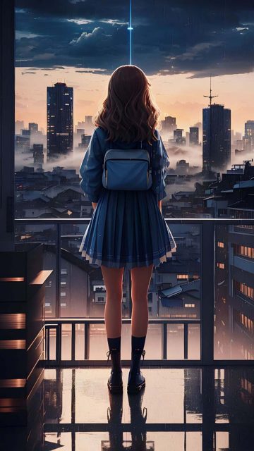 Girl and City iPhone Wallpaper 4K