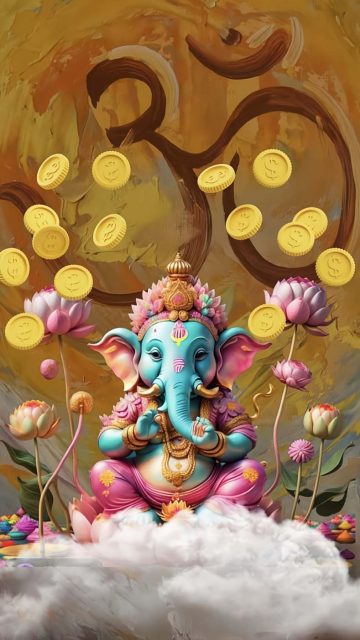 God Ganesh Money iPhone Wallpaper 4K
