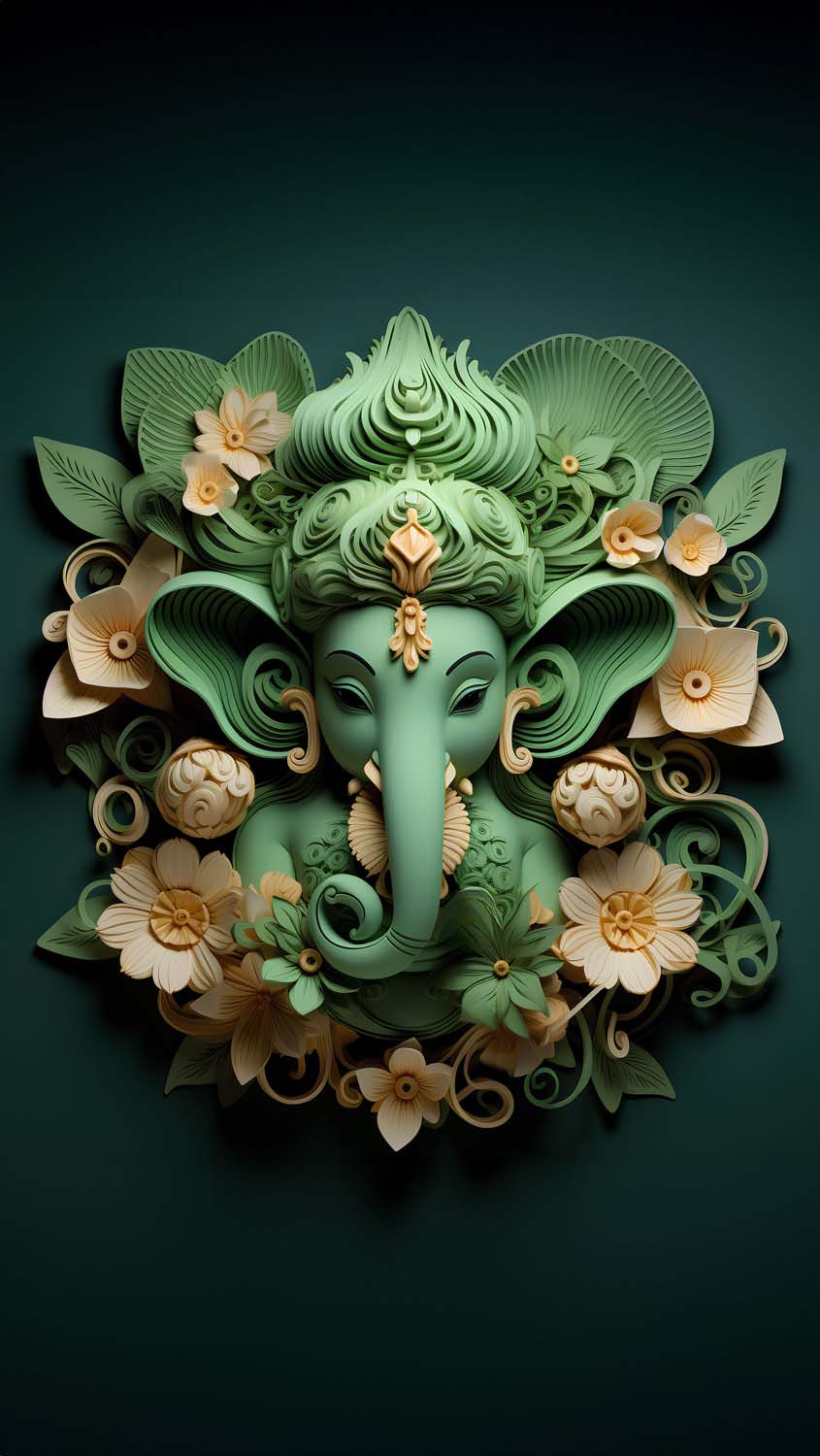 Green Ganesha iPhone Wallpaper 4K