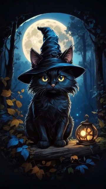 Halloween Cat iPhone Wallpaper 4K