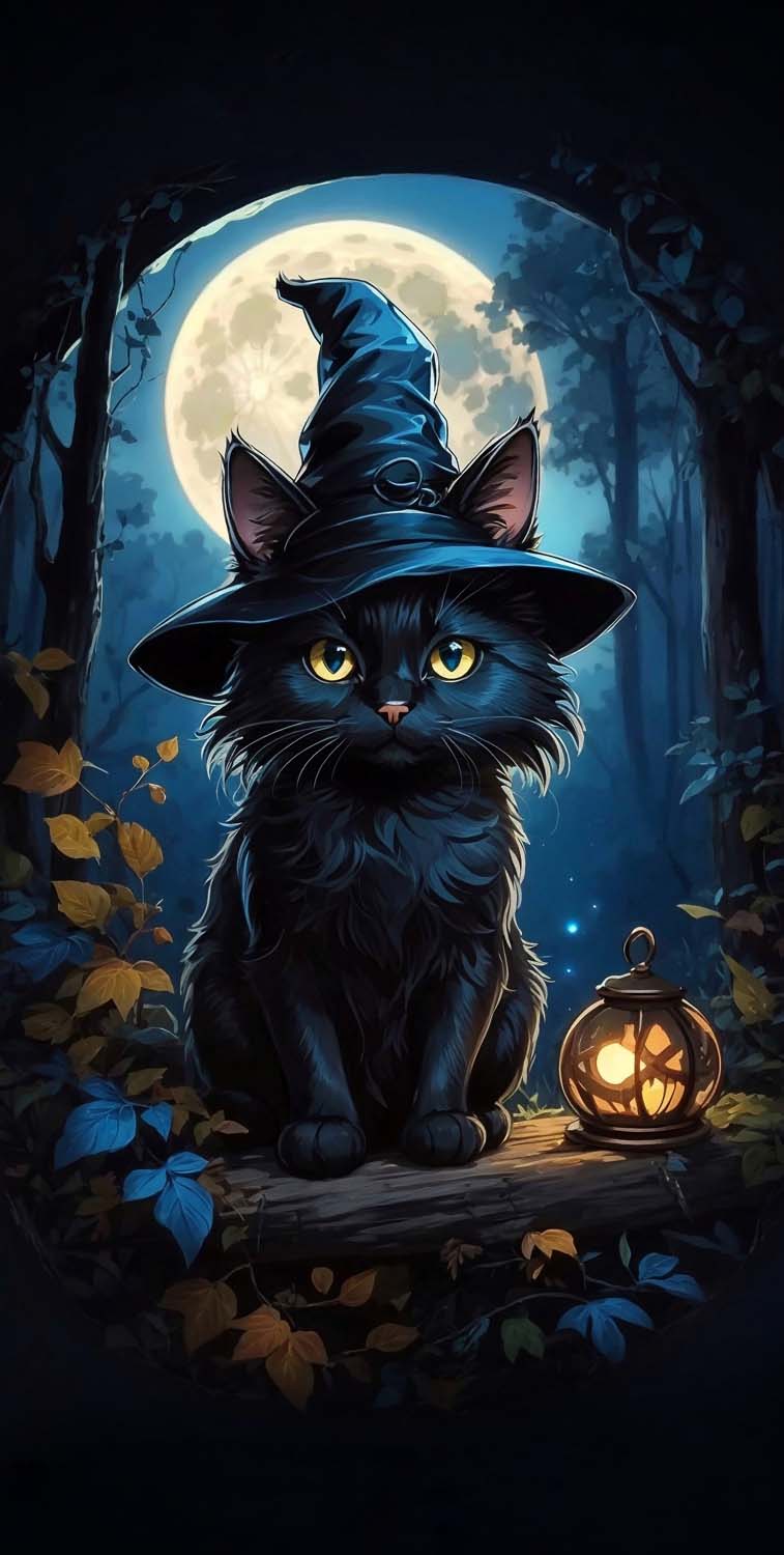 Halloween Cat iPhone Wallpaper 4K