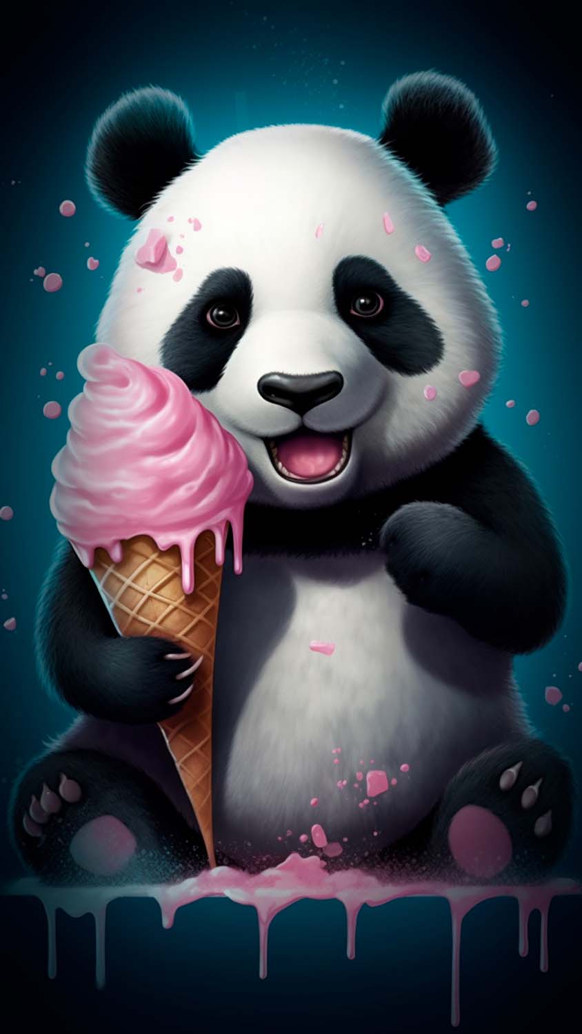 Ice Cream Panda iPhone Wallpaper 4K