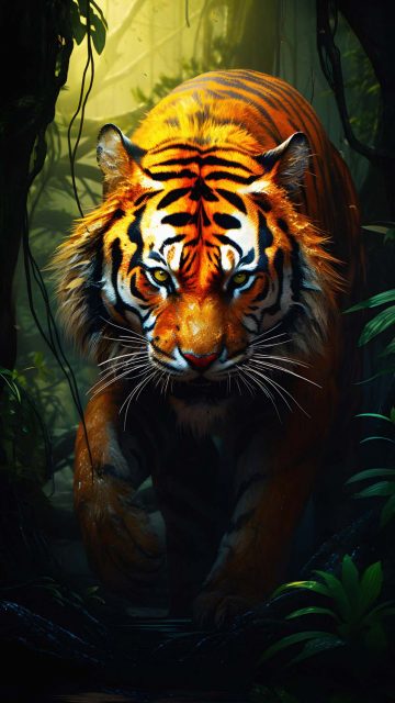 Jungle Tiger iPhone Wallpaper 4K