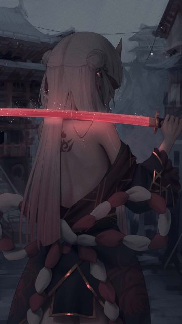 Katana Sword Girl iPhone Wallpaper 4K