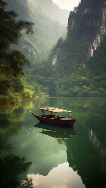 Lake Boat iPhone Wallpaper 4K