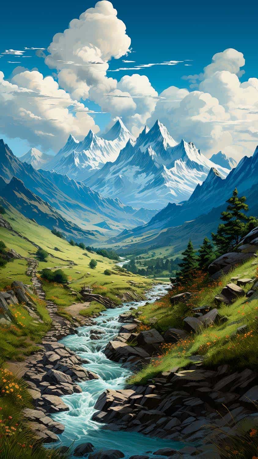 Mountains Landscape Valley iPhone Wallpaper 4K