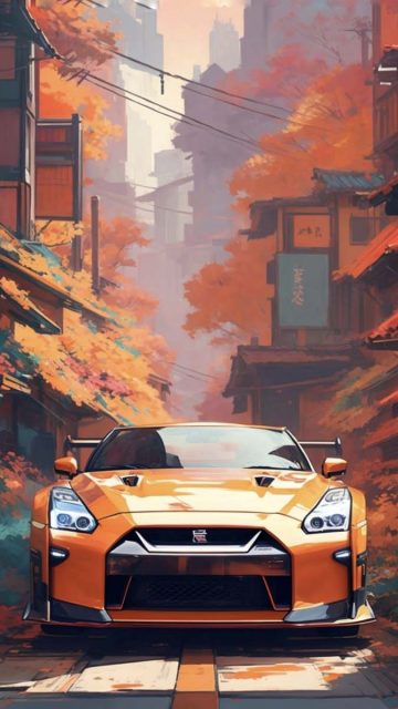 Nissan GTR Japan Art iPhone Wallpaper 4K