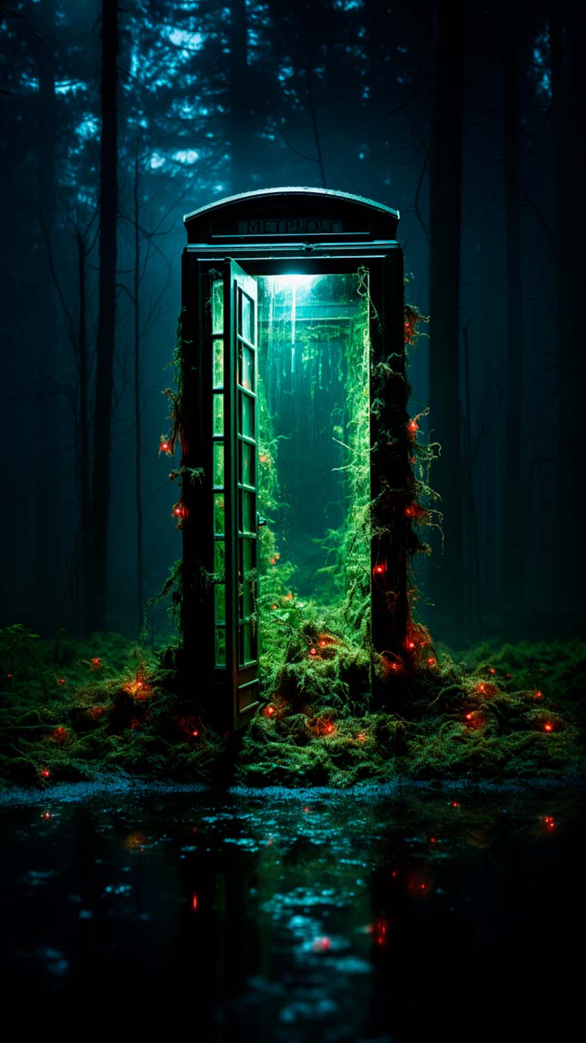 Phone Booth Nature Occupied iPhone Wallpaper 4K