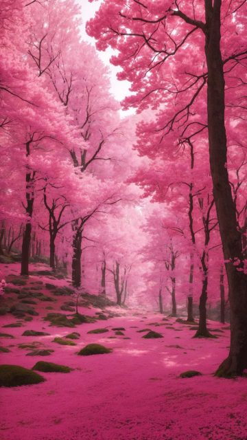 Pink Trees Forest iPhone Wallpaper 4K