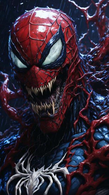 Spiderman becoming Venom iPhone Wallpaper 4K