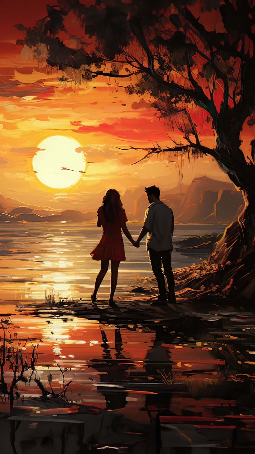 Sunset Couple iPhone Wallpaper 4K