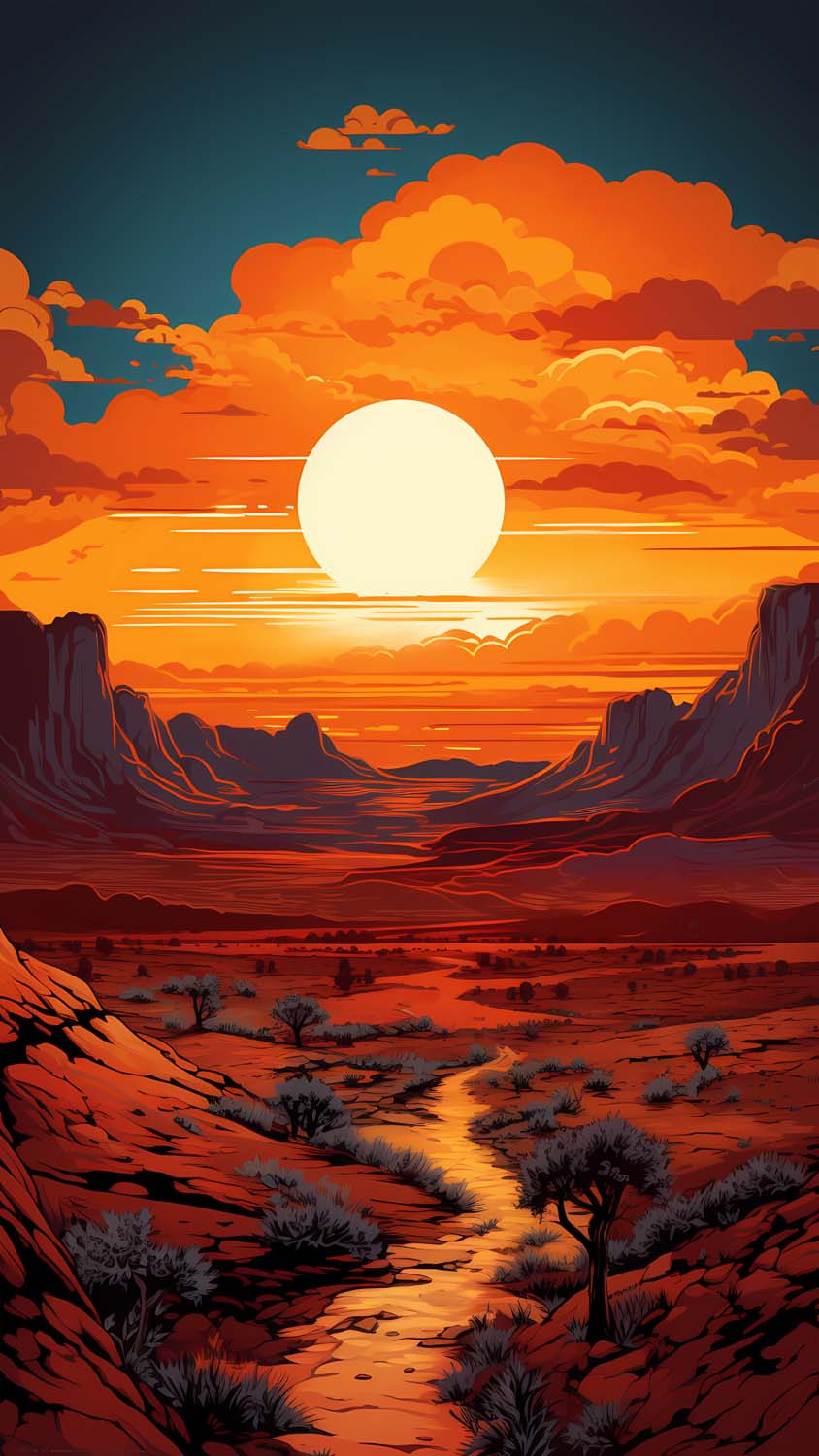 Sunset in Desert Canyons iPhone Wallpaper 4K