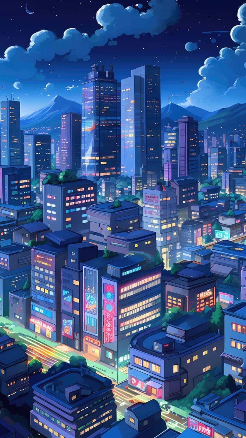Urban Luminous symphony a city thrives in vibrant glow iPhone Wallpaper 4K