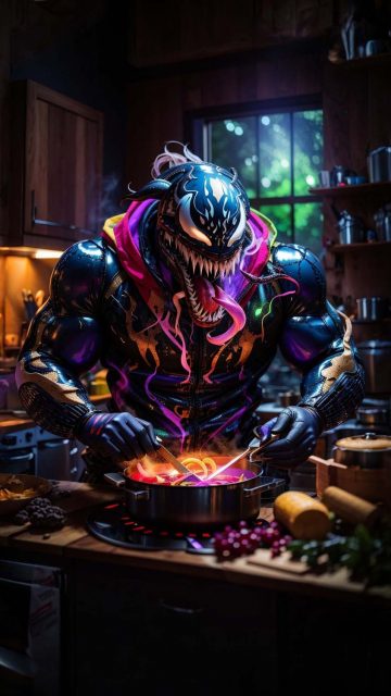 Venom Cooking iPhone Wallpaper 4K