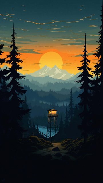 Watch Tower in Woods iPhone Wallpaper 4K