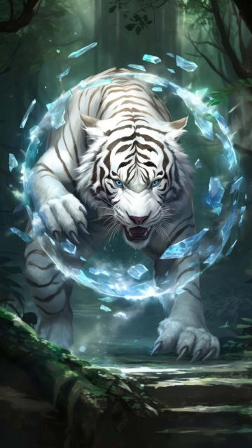 White Tiger Art iPhone Wallpaper 4K