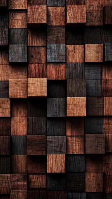 Wooden Blocks 3D iPhone Wallpaper 4K