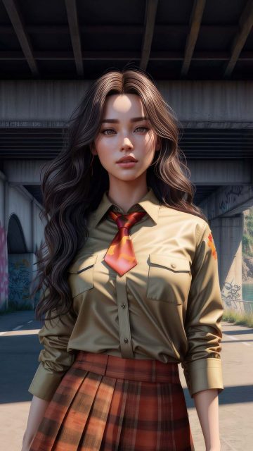Anime girl in school uniform dress iPhone Wallpaper 4K