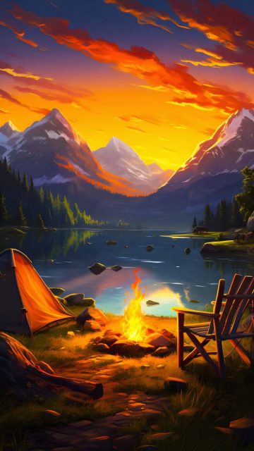 Camping Chill iPhone Wallpaper 4K