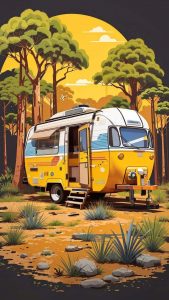 Camping Trailer iPhone Wallpaper 4K
