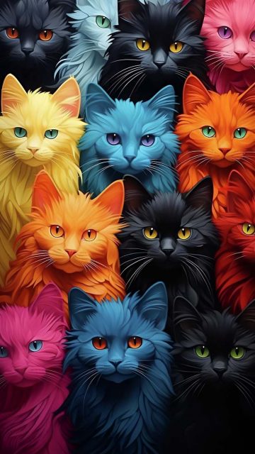 Colorful Cats iPhone Wallpaper 4K