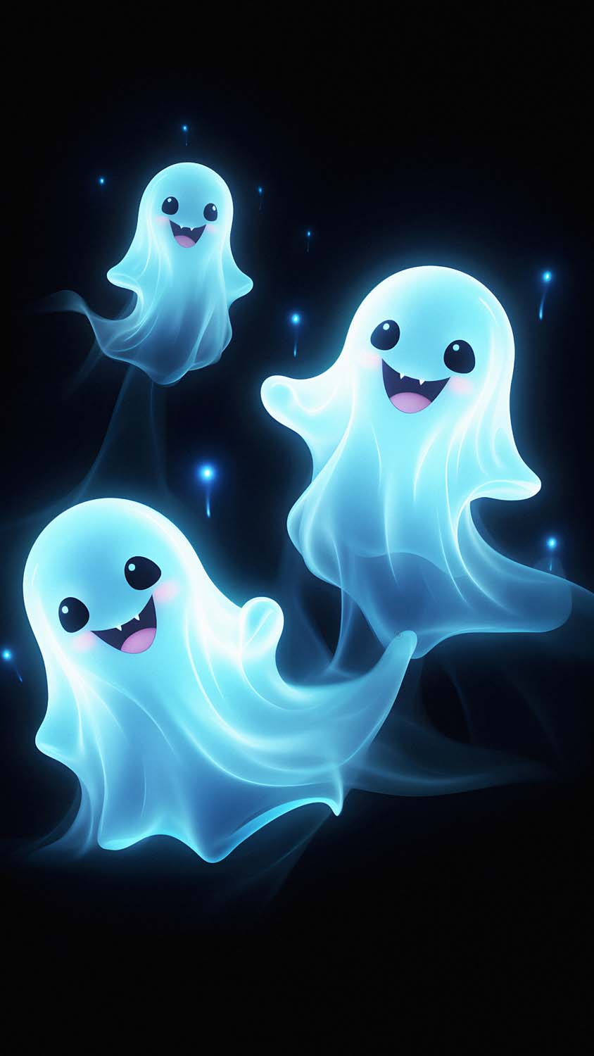 Cute Ghosts Halloween iPhone Wallpaper 4K