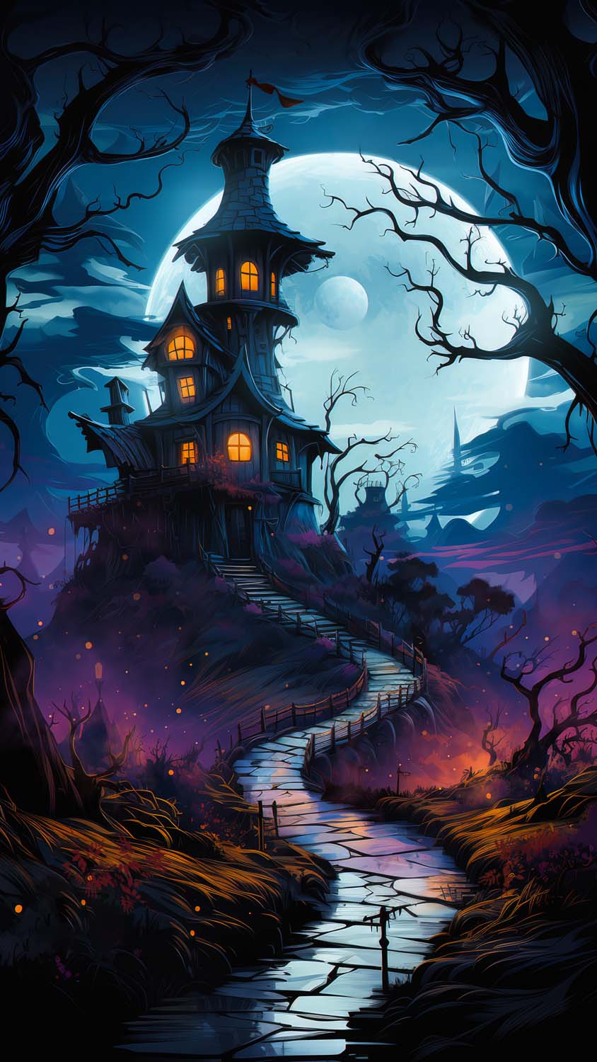 Halloween House iPhone Wallpaper 4K