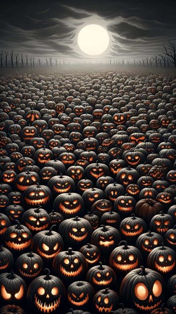 Halloween Pumpkin Farm iPhone Wallpaper 4K