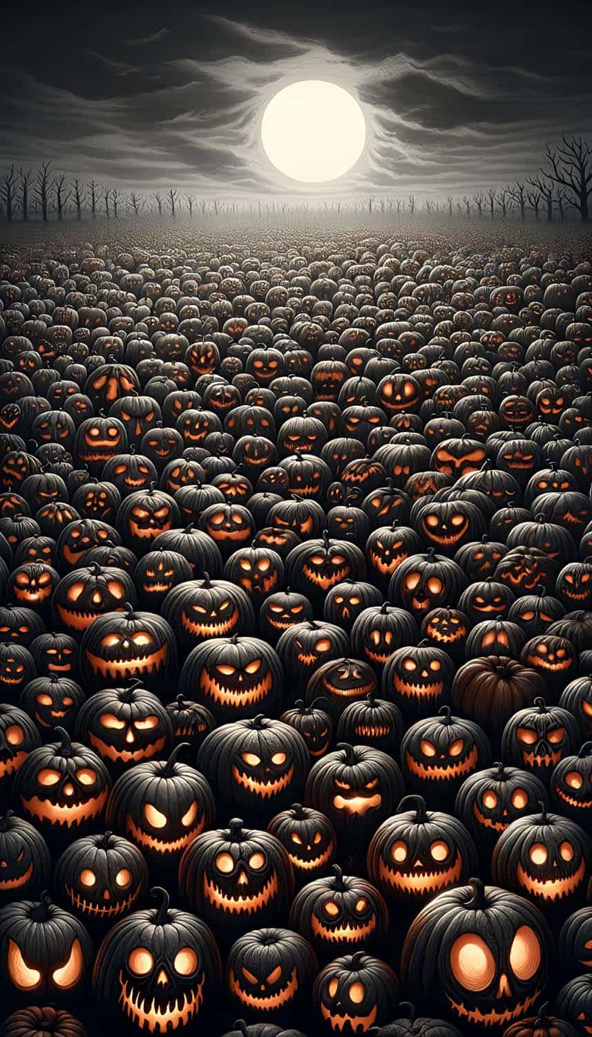 Halloween Pumpkin Farm iPhone Wallpaper 4K